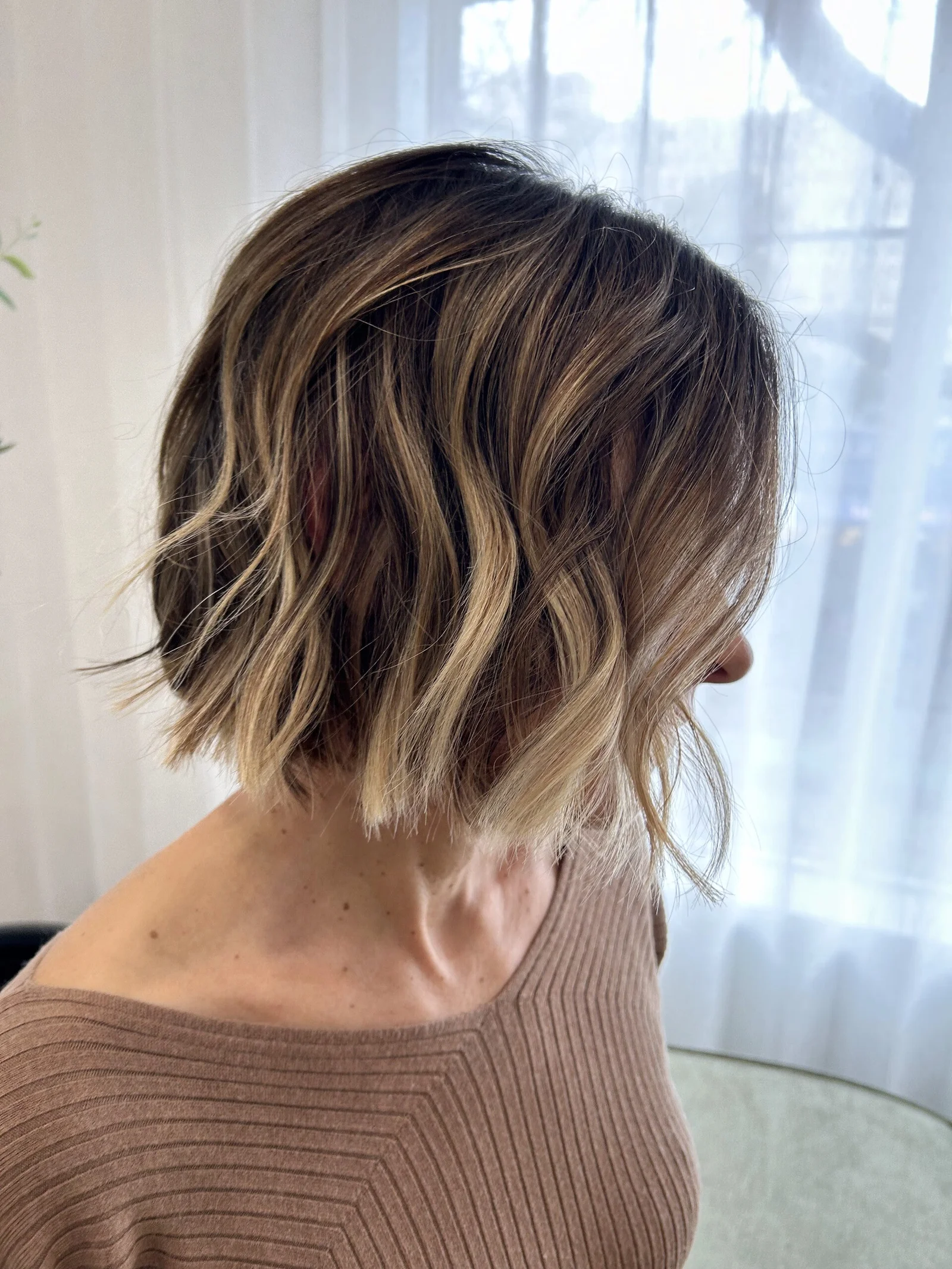 Textured bob with balayage